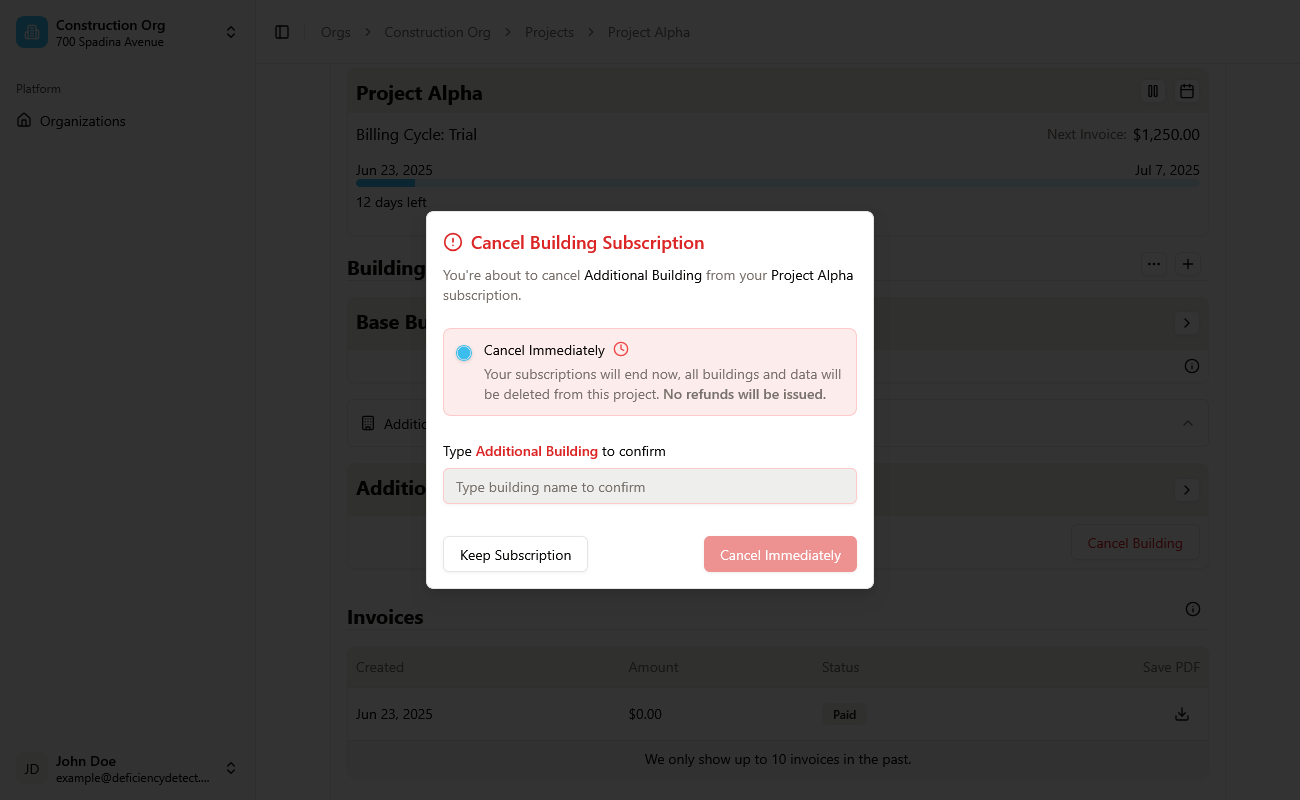 Cancel Building Confirmation Alert