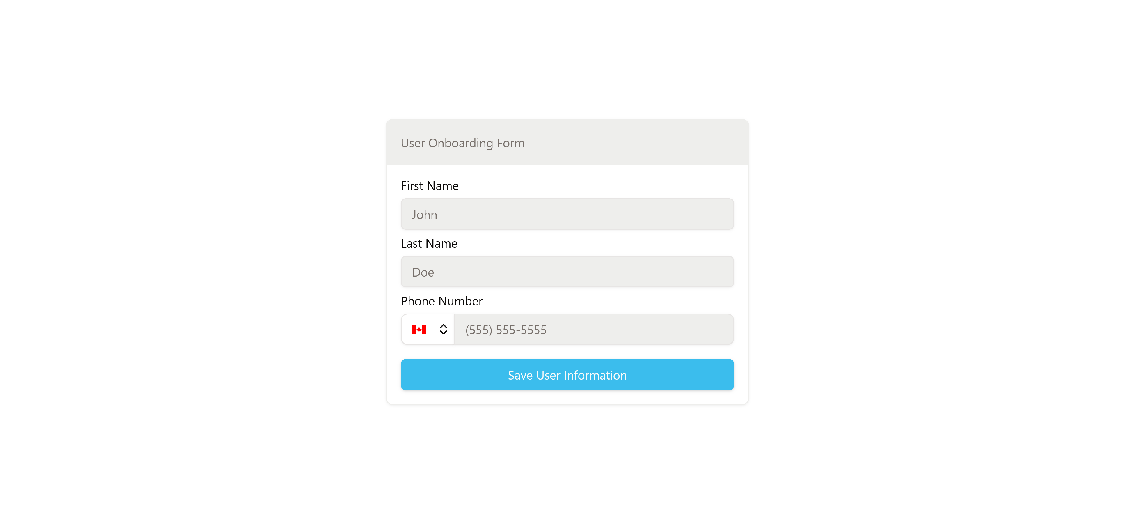 Account Onboarding Page