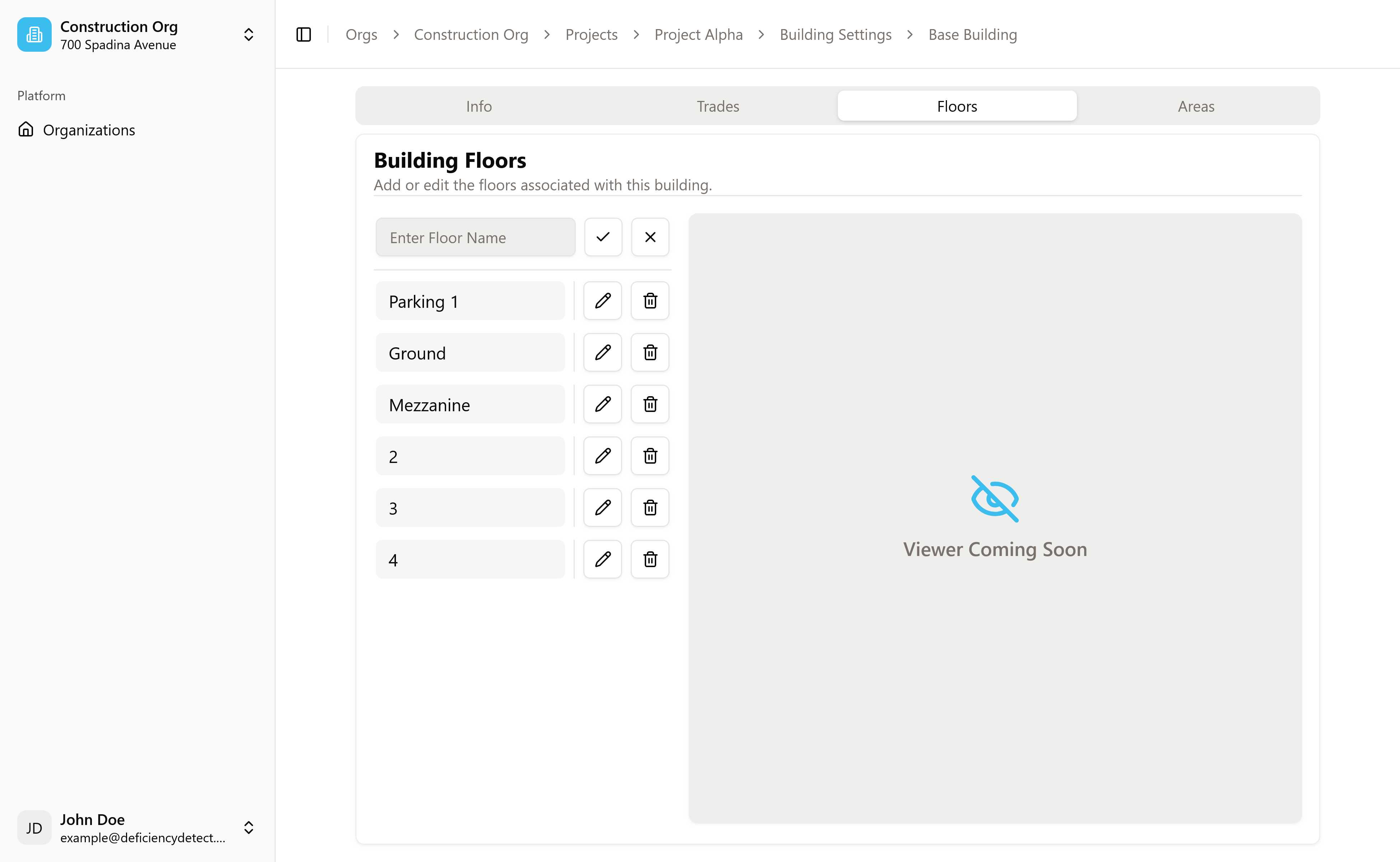 Add Floor Input and List