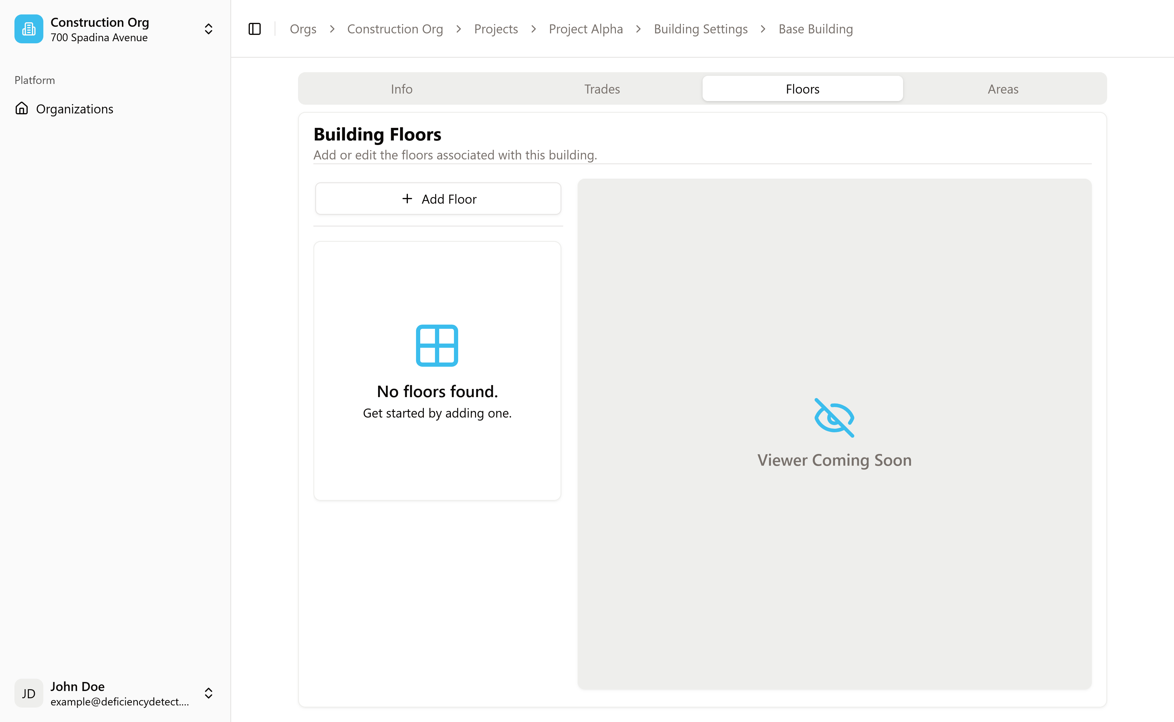 Building Settings - Floors Tab Highlighted