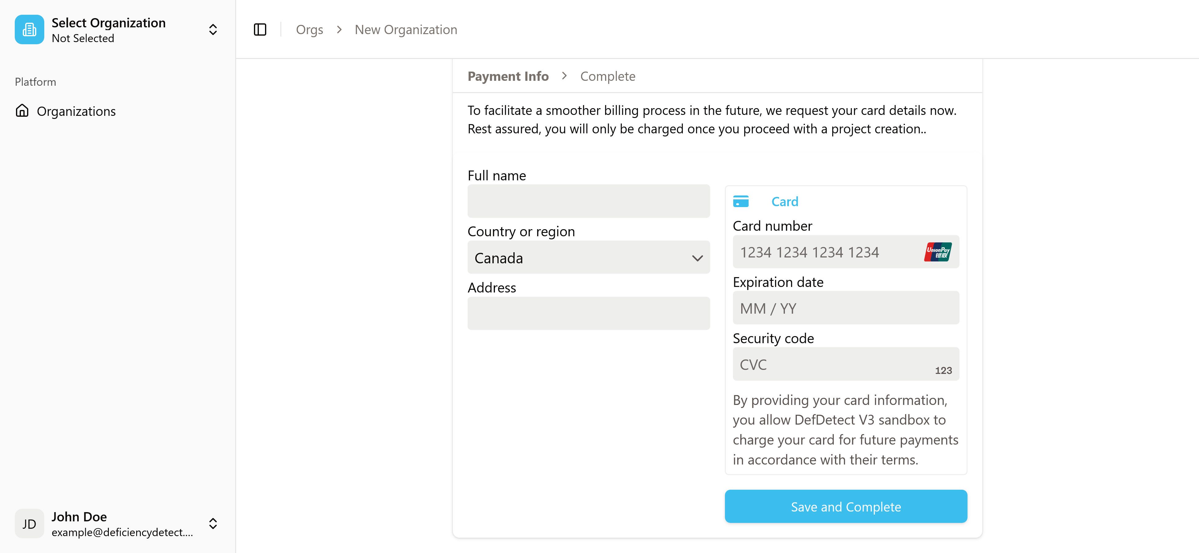 Billing Information Form