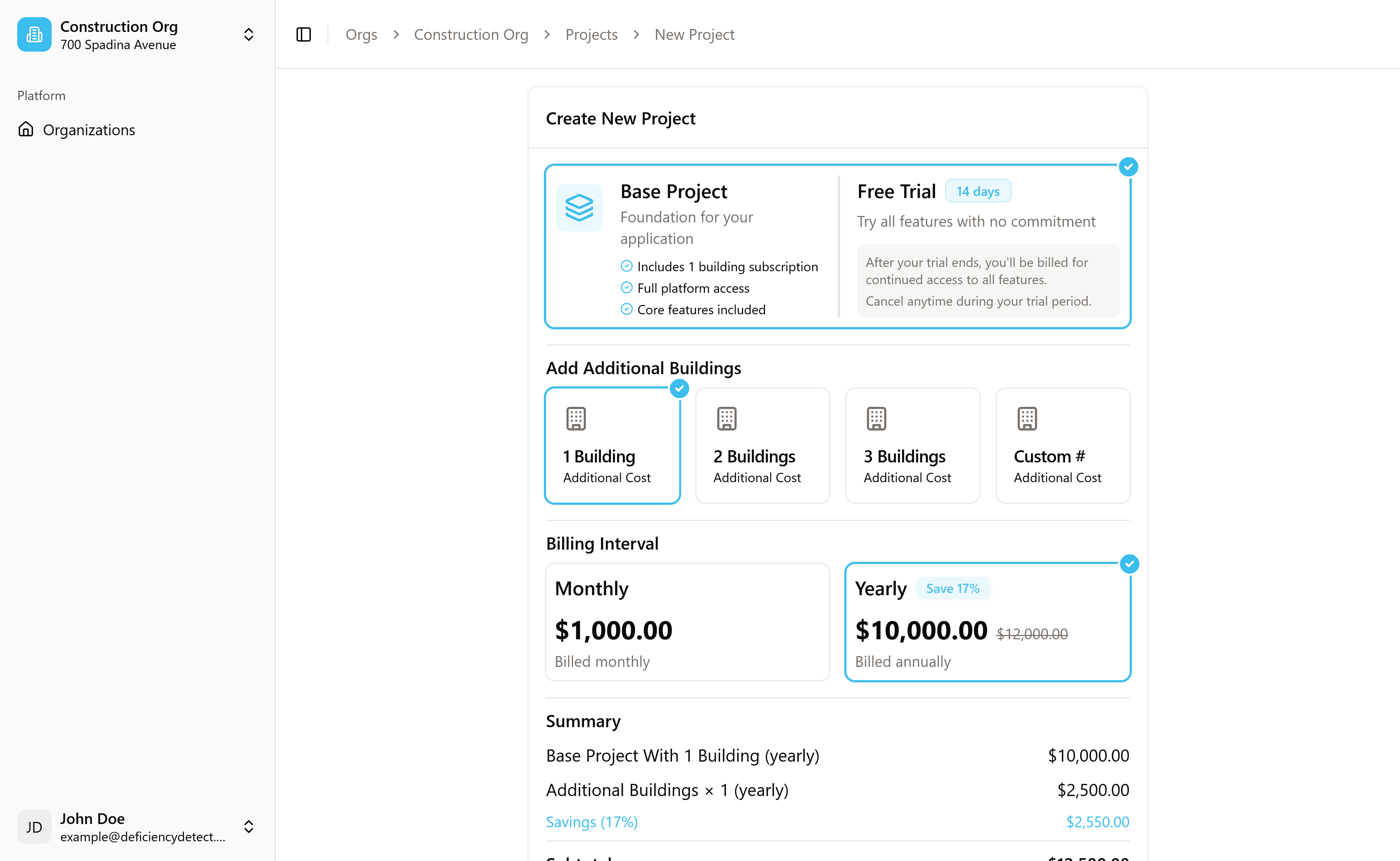 Create New Project Form