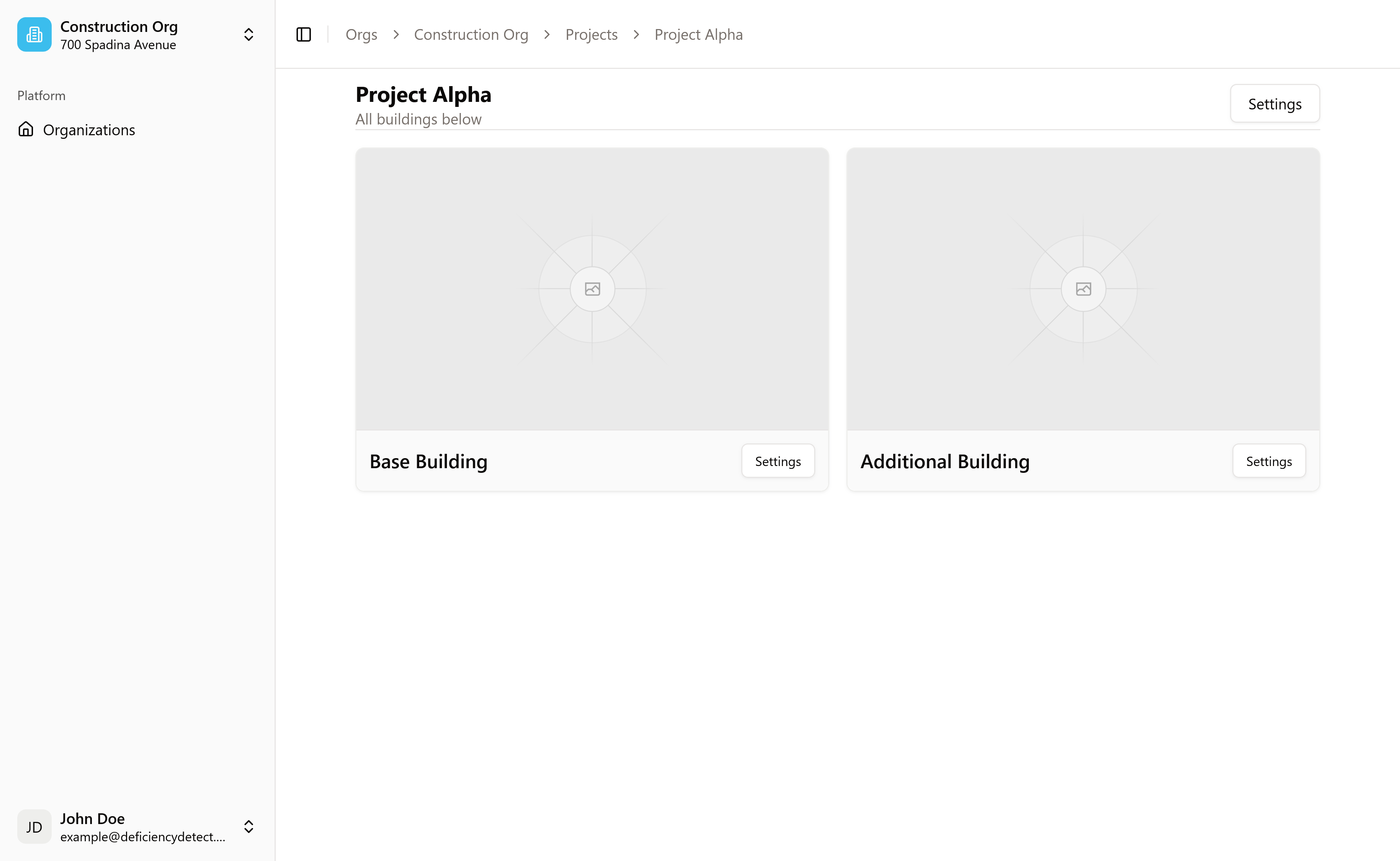 Building Card with Settings Button
