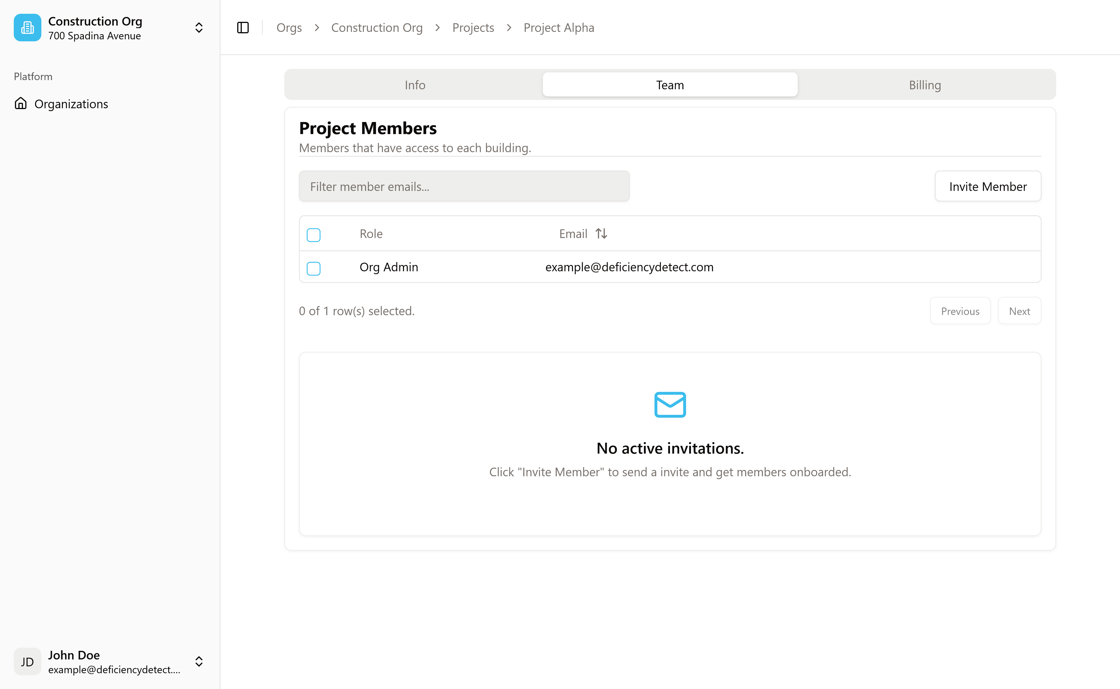 Project Settings - Team Tab Highlighted